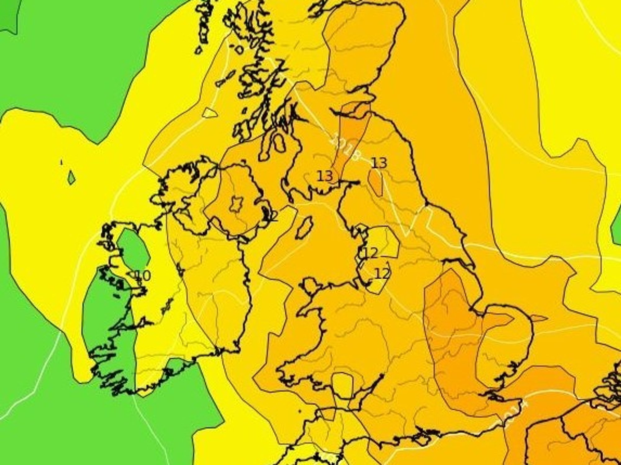850 hPa Temperature for the UK