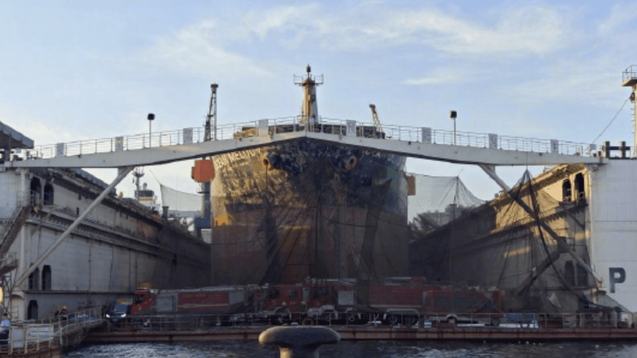 A burnt out ship