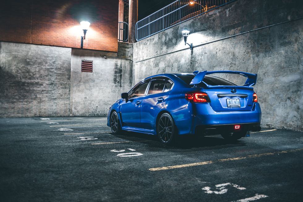 A car parked with a spoiler