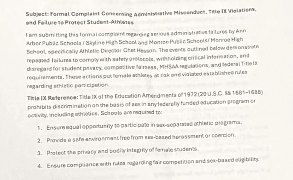 A concerned parent has lodged a formal complaint