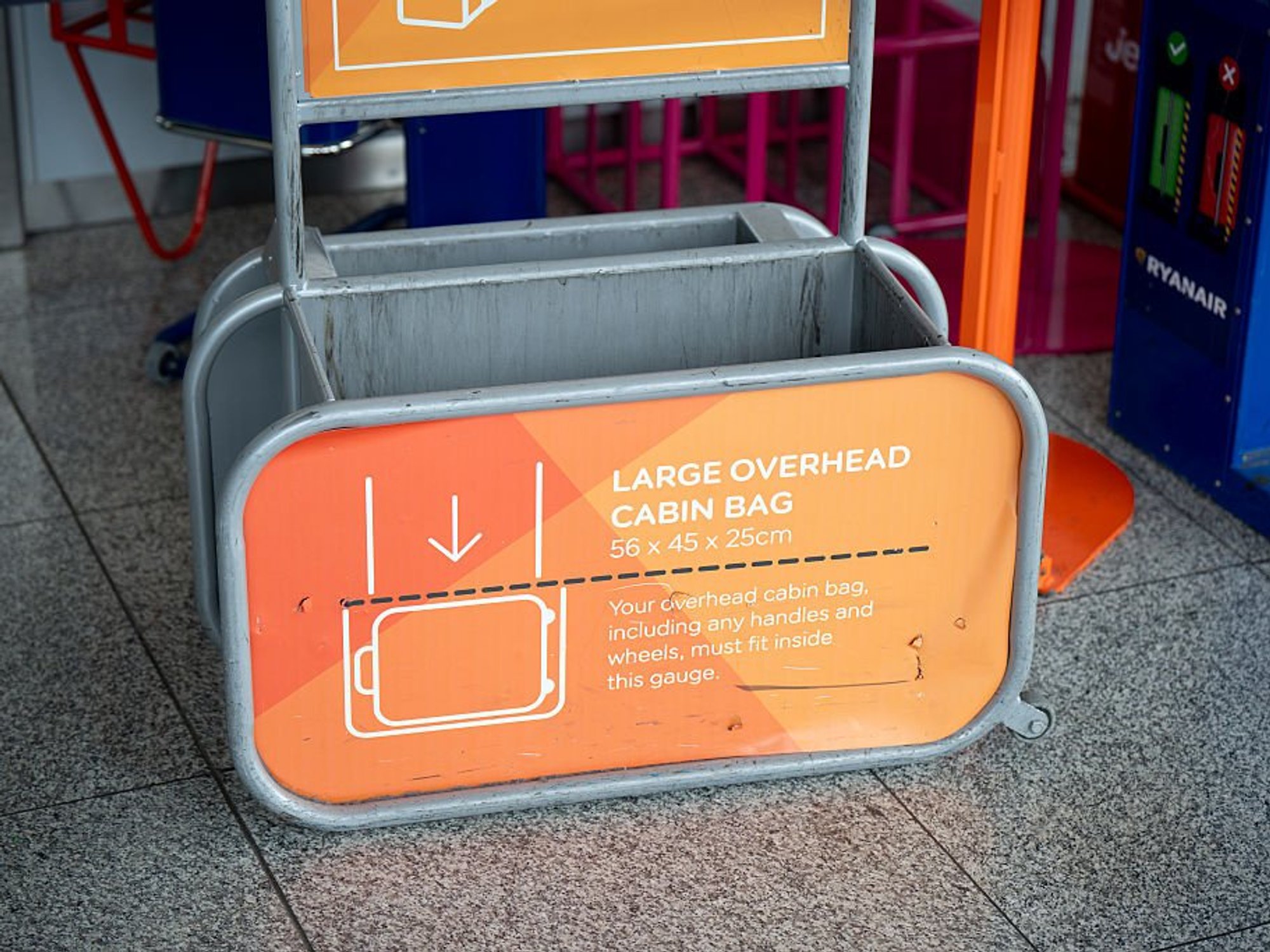 A defective baggage sizer at London Gatwick