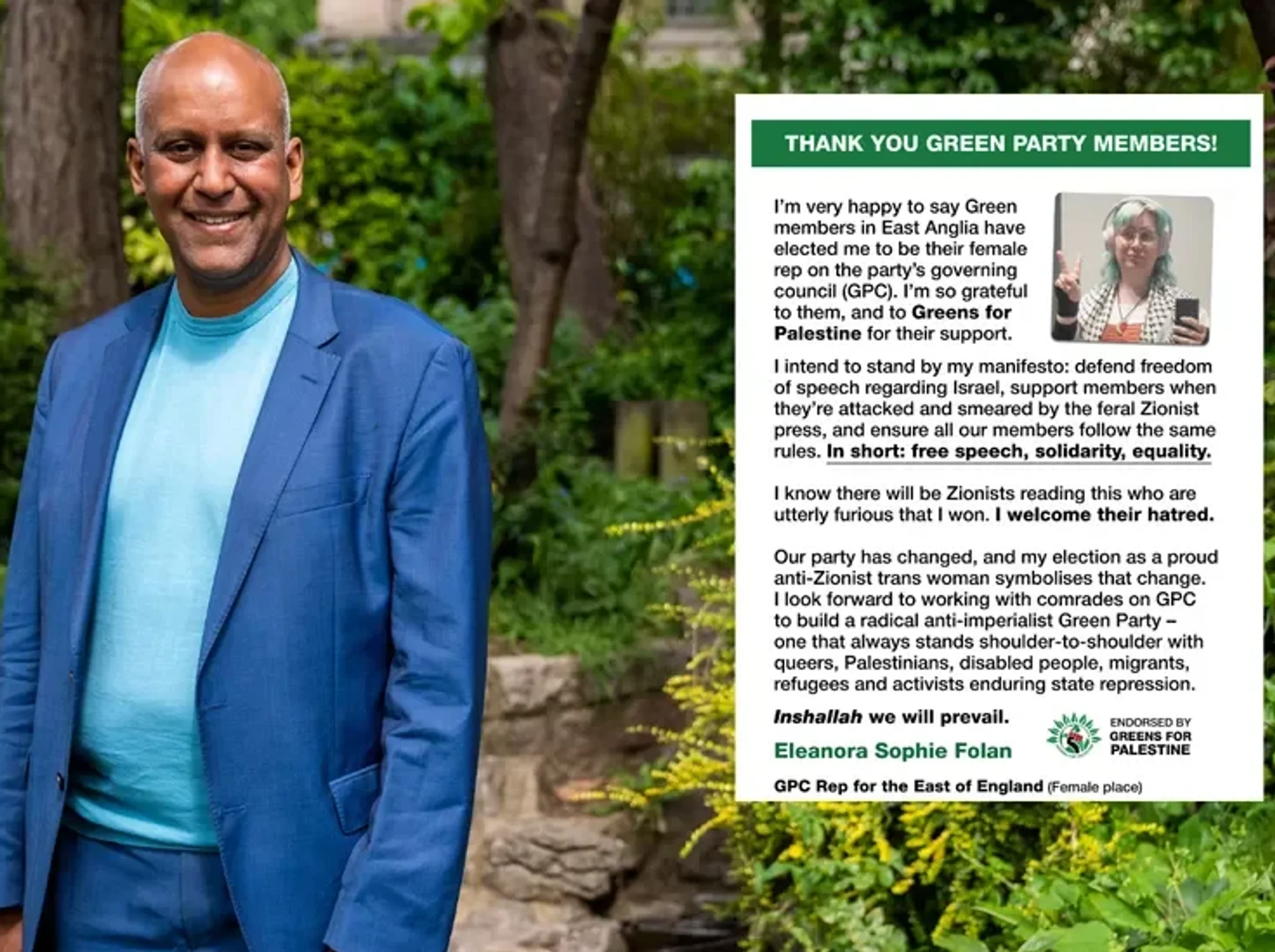 A former deputy leader of the Green Party has called the result 'unlawful discrimination'