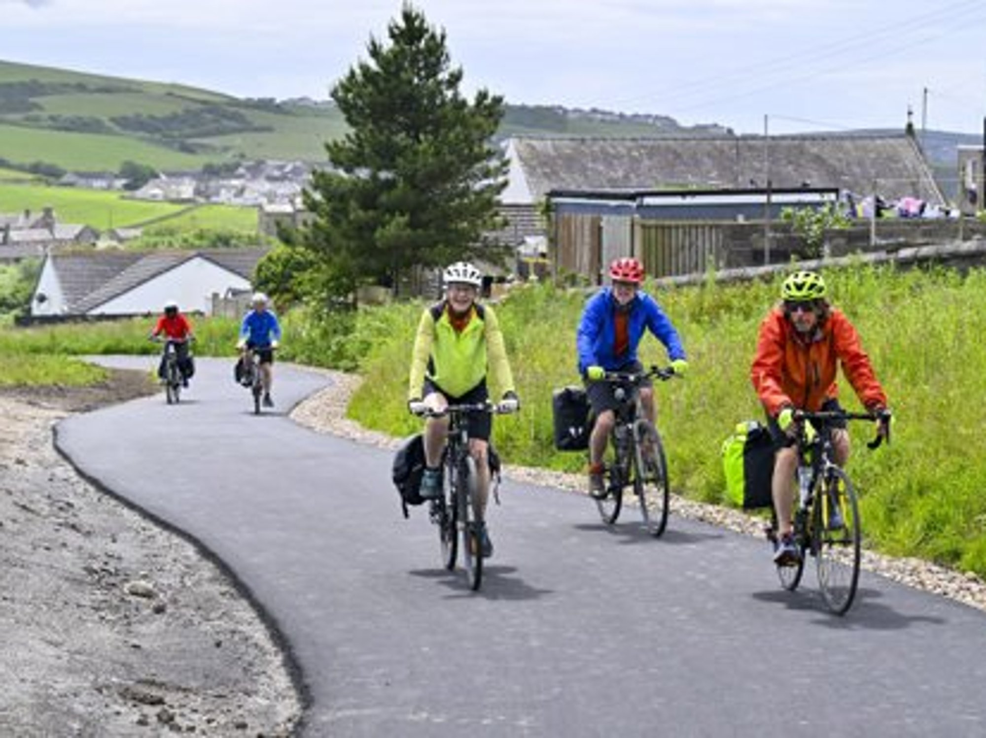 A group of cyclists in Cumbria