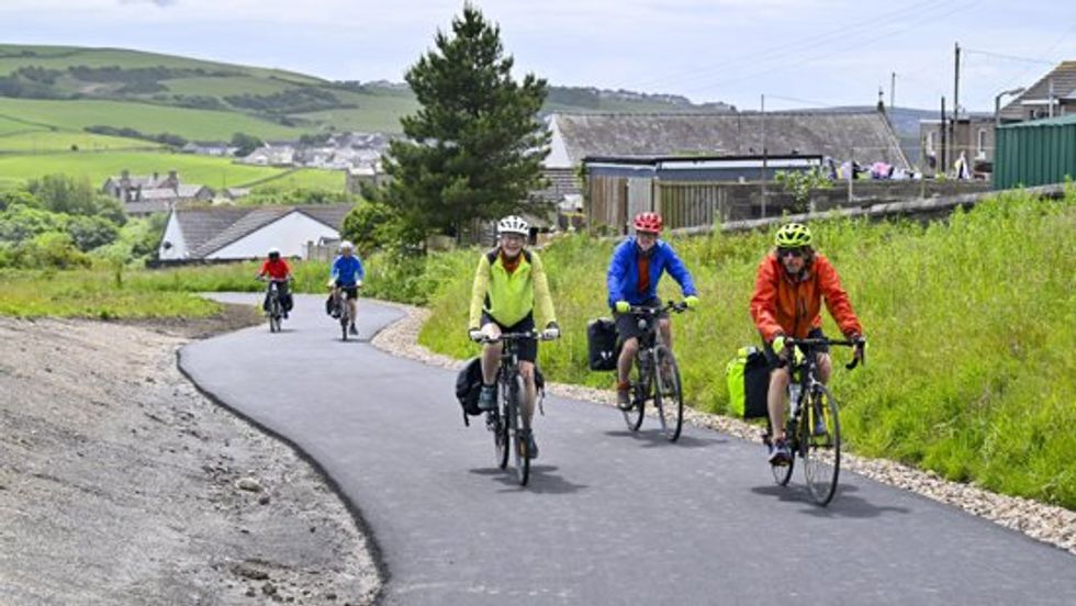 A group of cyclists in Cumbria