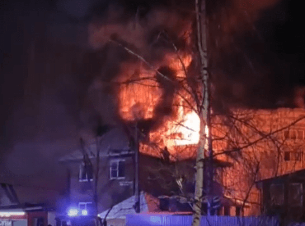 A house on fire