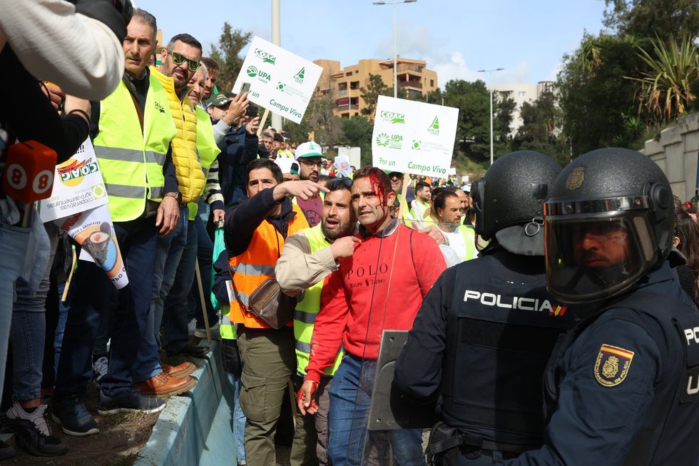 A man sustained a head injury as farmers clashed with police