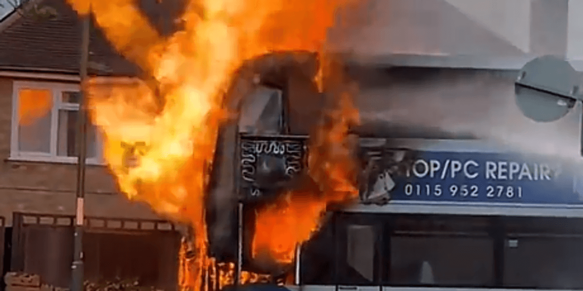 Nottingham bus engulfed in flames as firefighters rush to scene to extinguish raging inferno