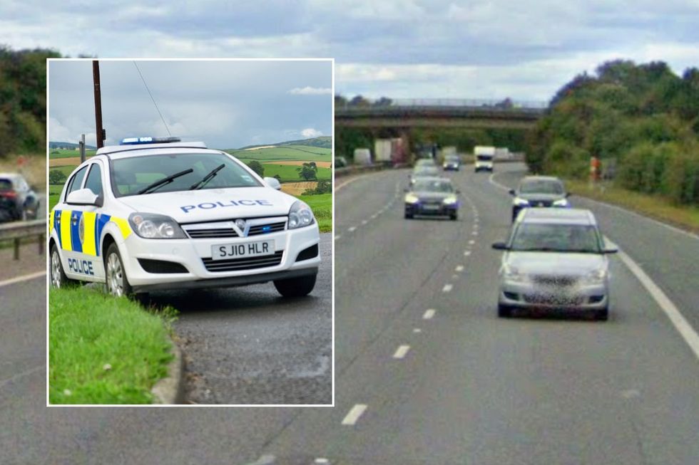 A police car and the M60 between Thame and Bicester