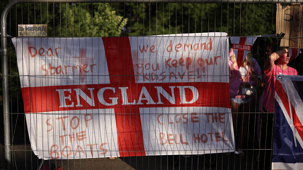 A protest calling for the closure of the Bell Hotel