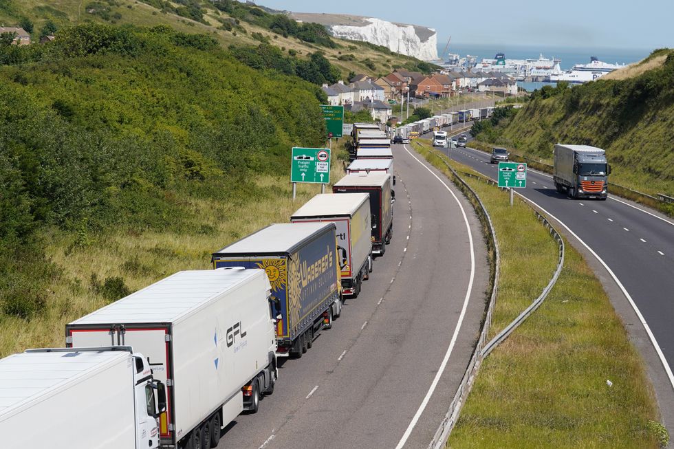 A queue of lorries