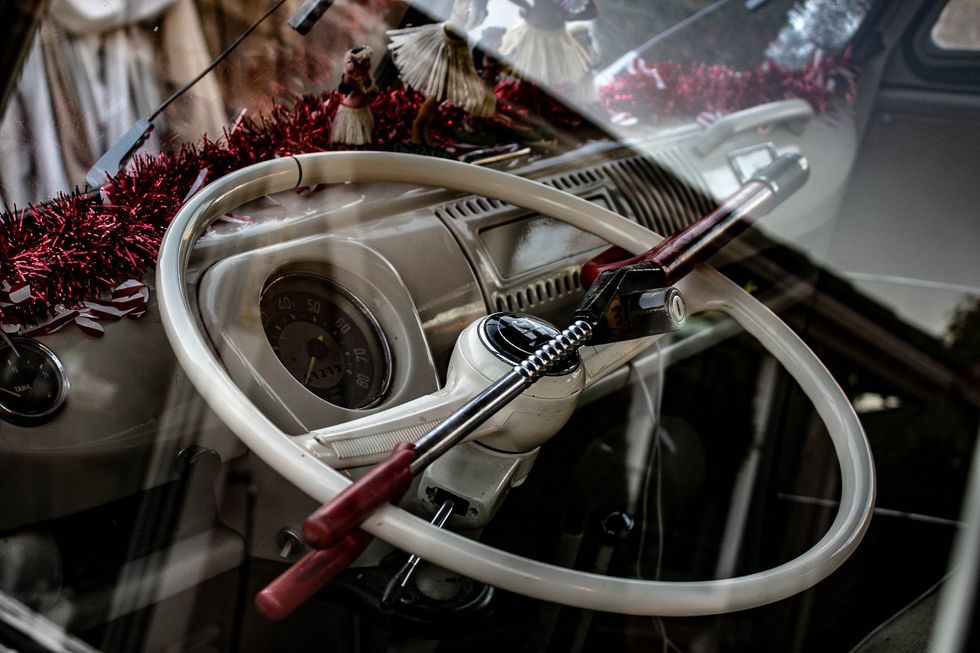 A steering wheel lock