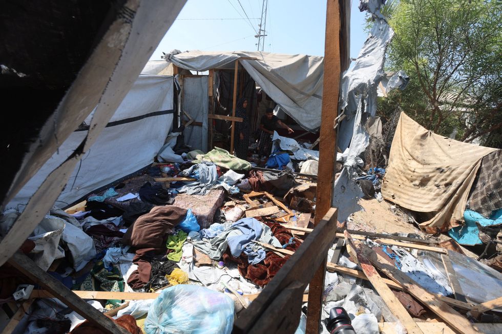A tent in Khan Younis after an Israeli strike