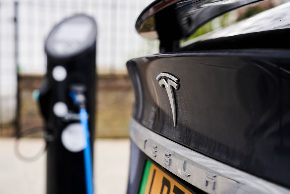 A Tesla charging