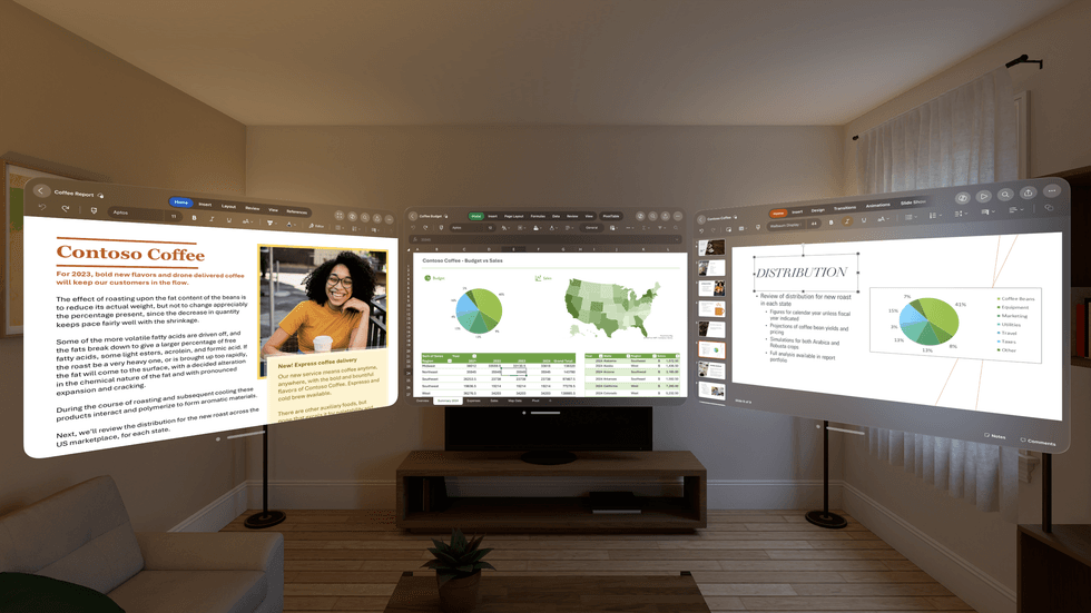 a view from inside the apple vision pro with floating apps