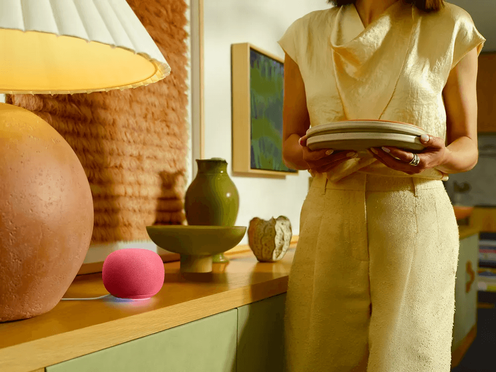 a woman walks past the Google Home Speaker in Berry