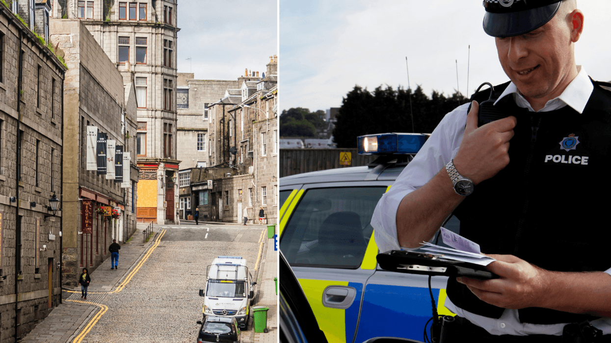 Aberdeen bus gate and a police officer