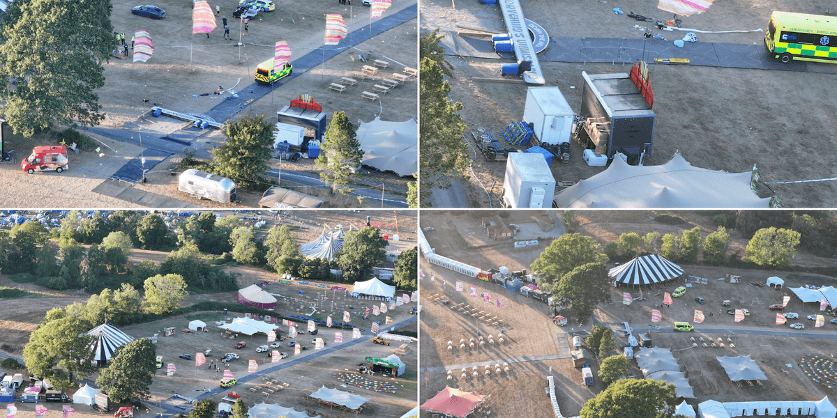 Shocking pictures reveal massive damage at Christian festival where one man died and six others were injured