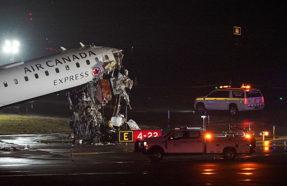 Air Canada Jet with exposed fuselage