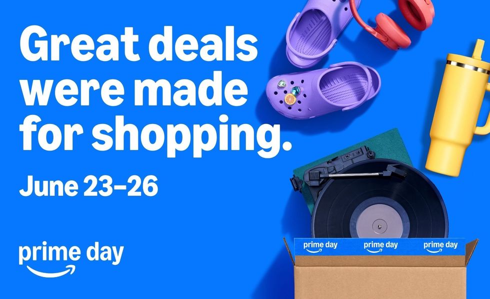 Amazon Prime day dates June 23-26 with shipping box and items included in sale