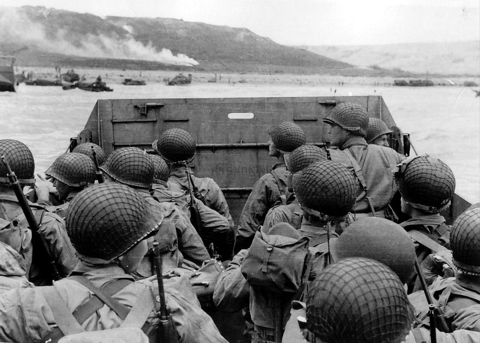 American troops approach Omaha beach in D-Day