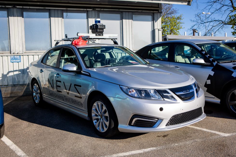 An autonomous \u200bNevs 9-3 electric car prototype sold for 118,000 krona (\u00a39,387)