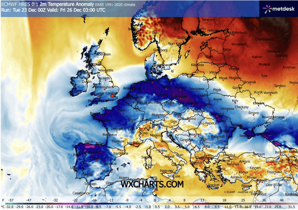 An easterly blast will plunge Britain sub-zero