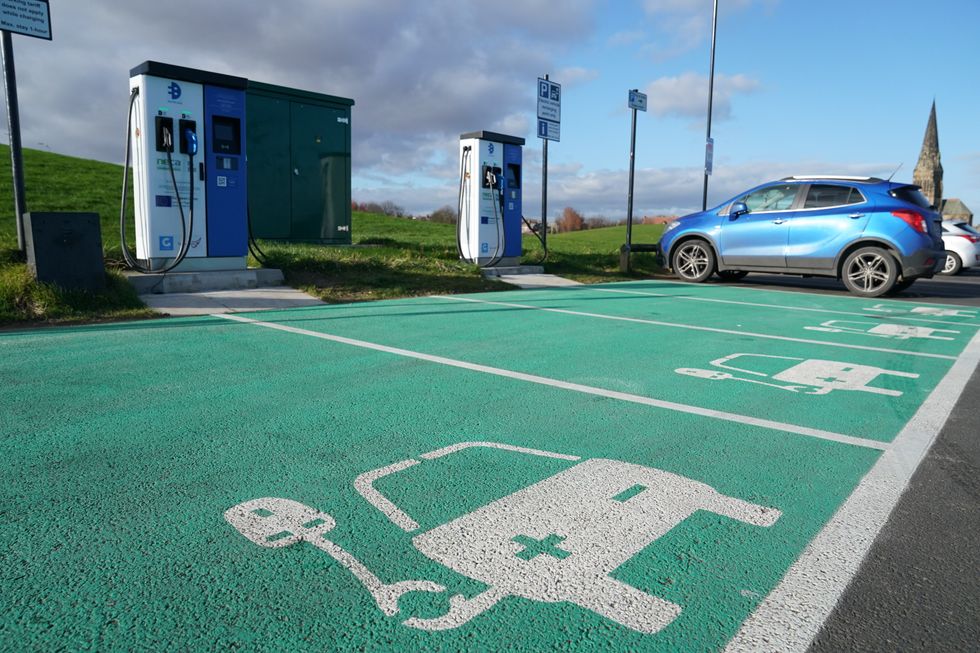An electric car charging station