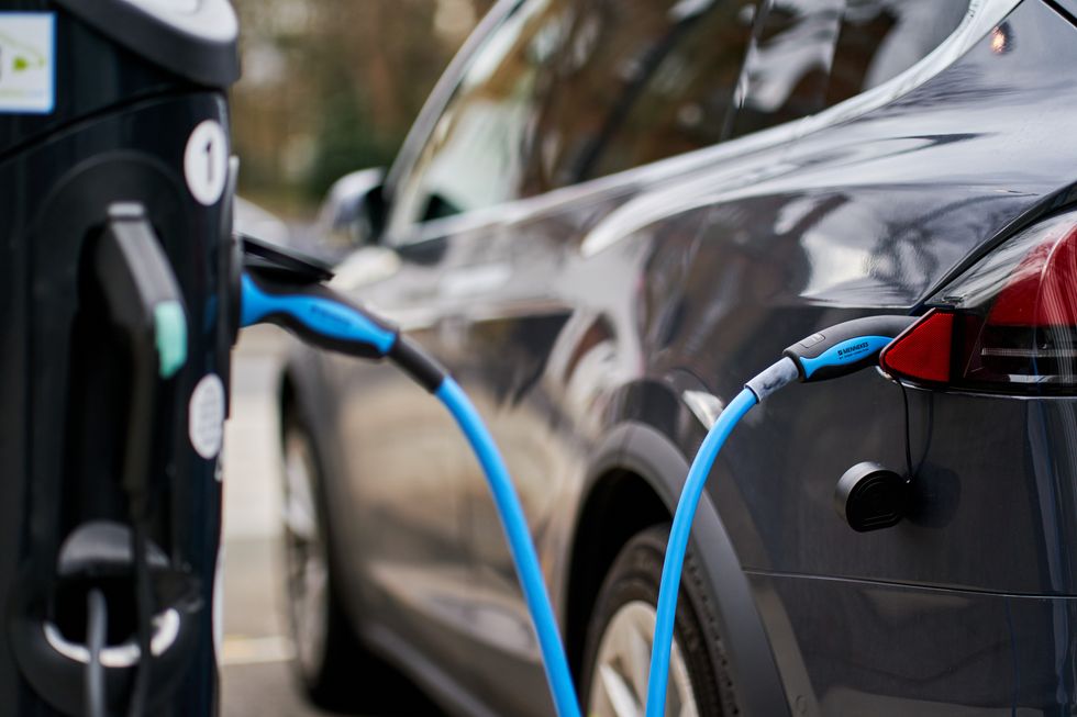 An electric car charging