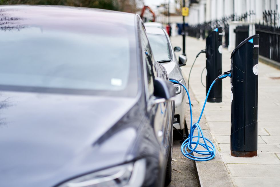An electric car charging