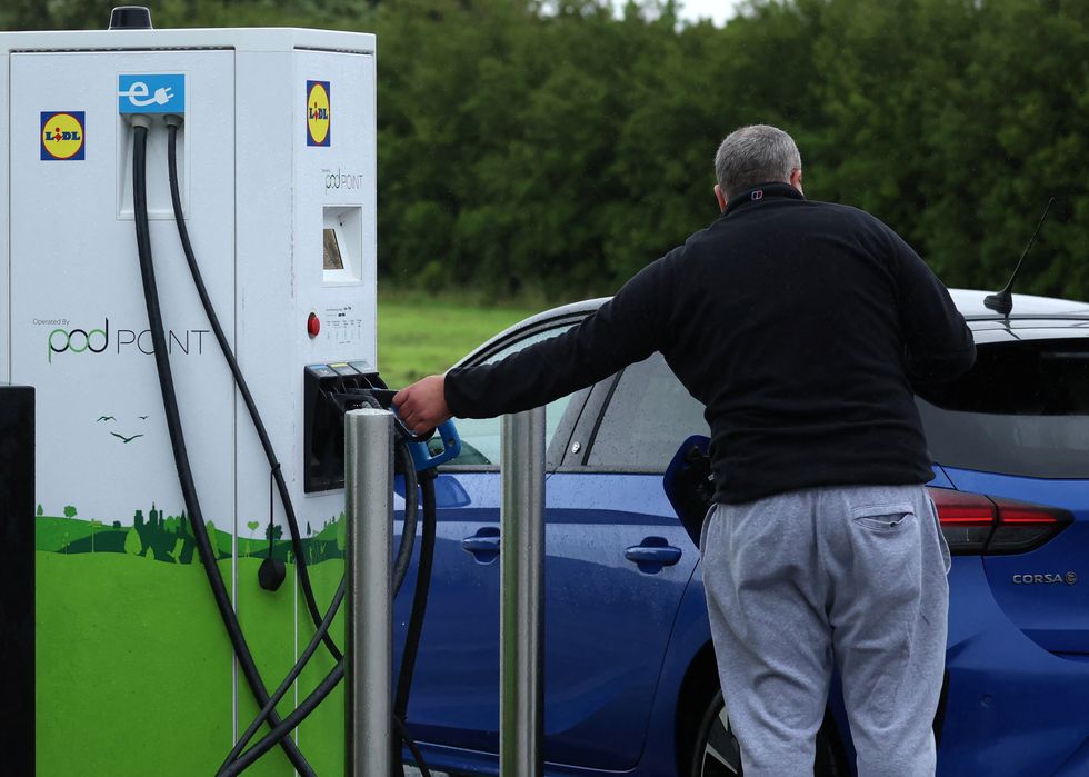 An electric car charging