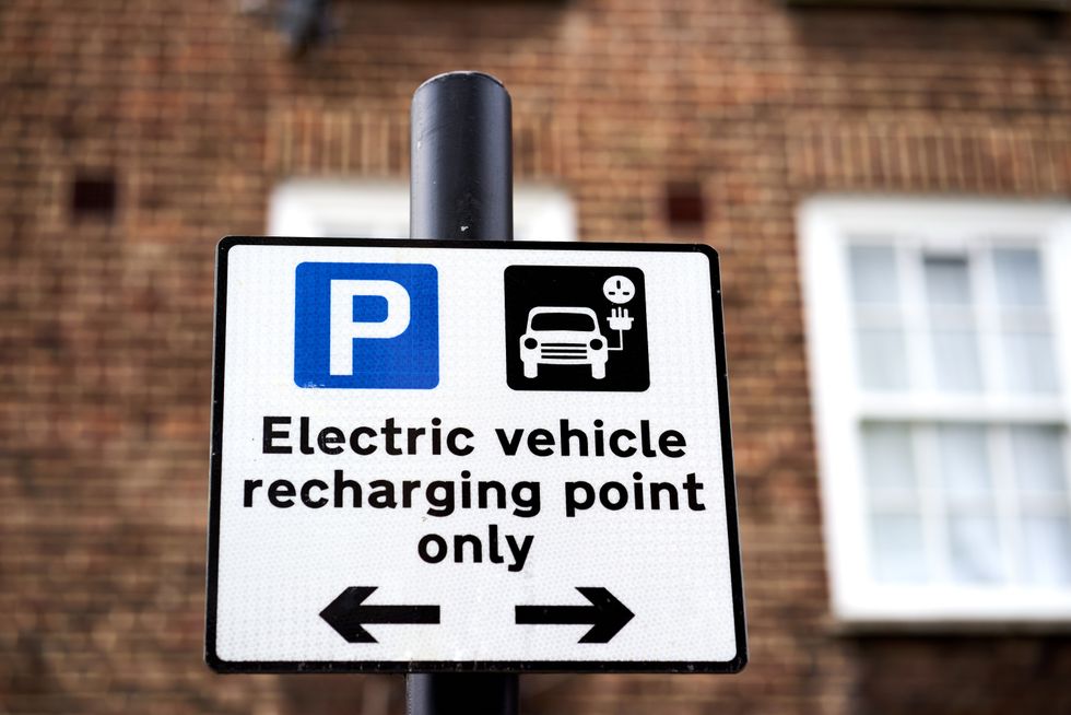 An EV recharging sign