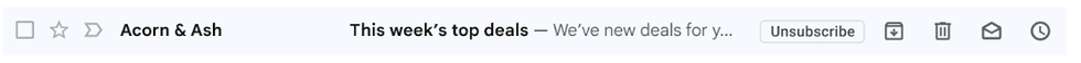 an example of the new unsubscribe button in the Gmail inbox