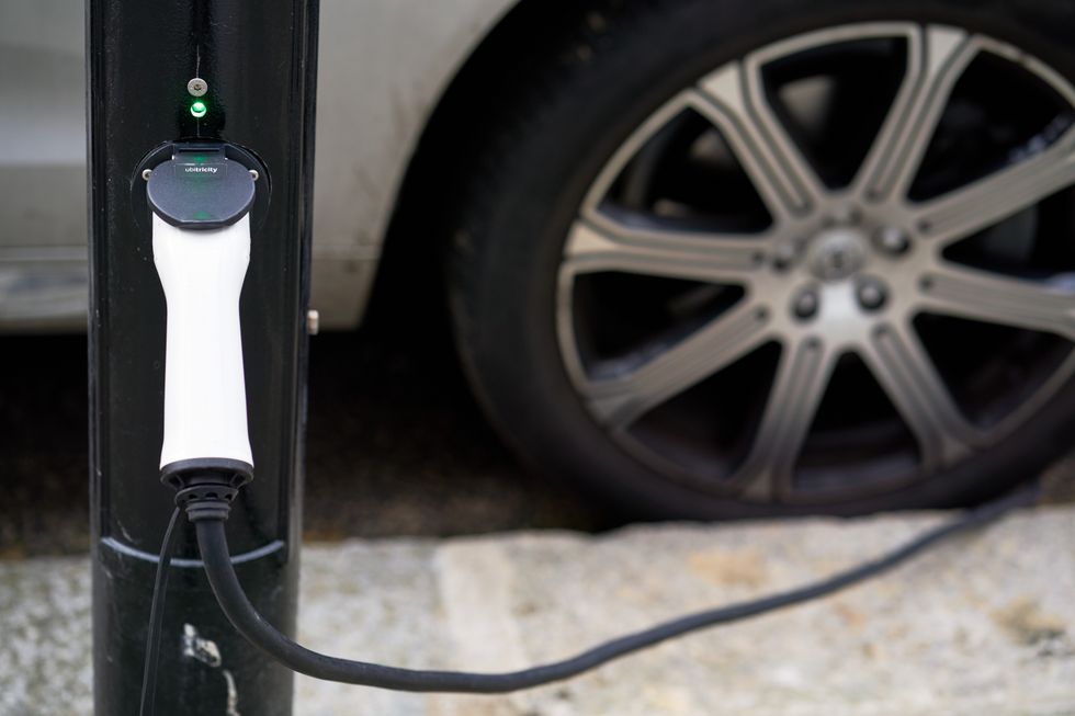 An on-street electric car charger.