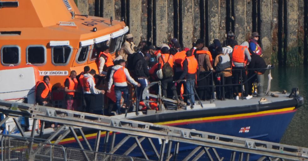 An RNLI lifeboat carrying people thought to be migrants