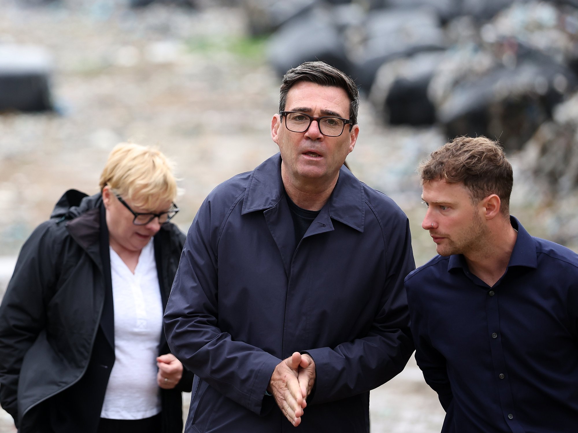 Andy Burnham at a rubbish dump