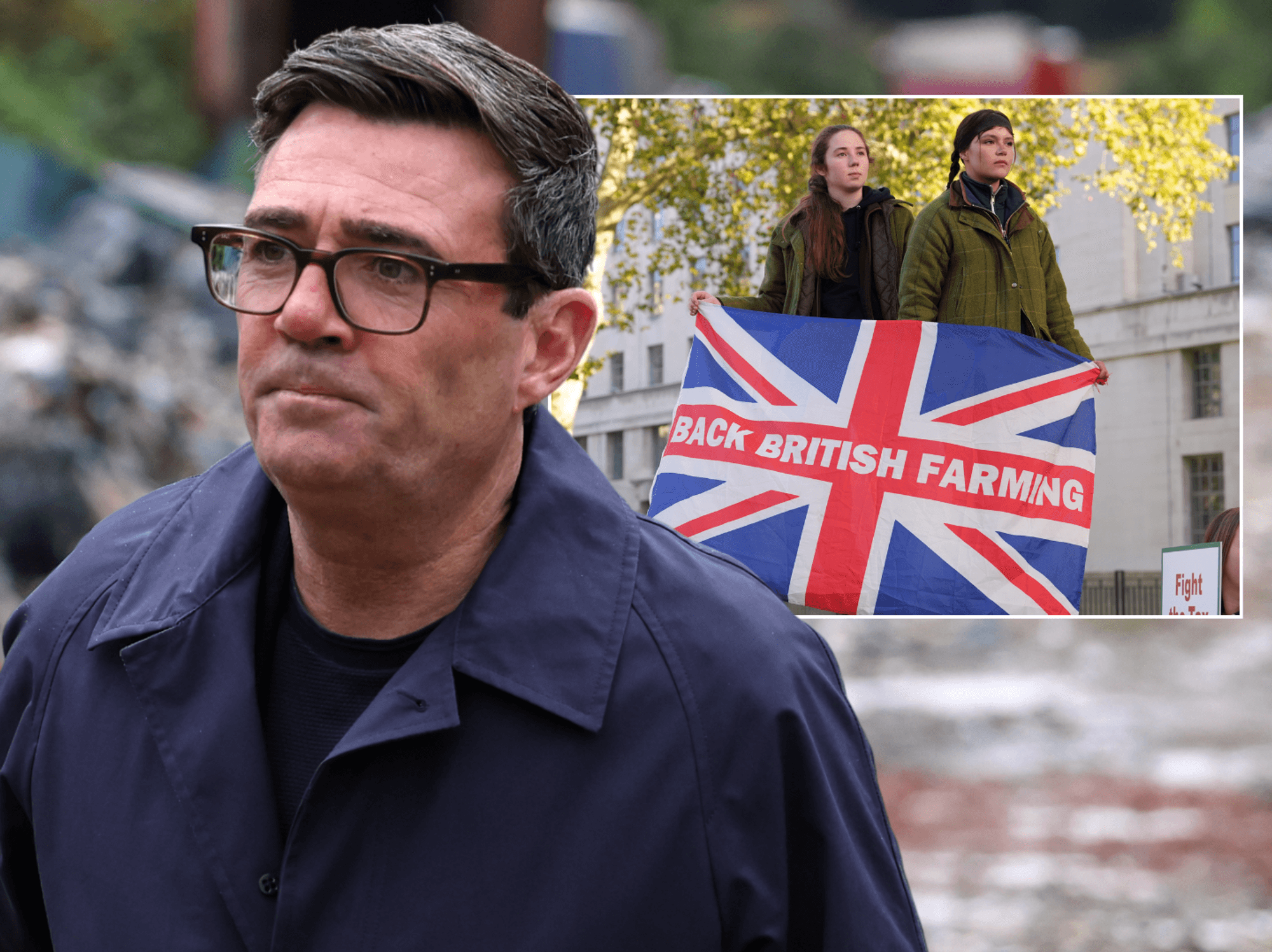 Andy Burnham, insert: Farmer protest in London