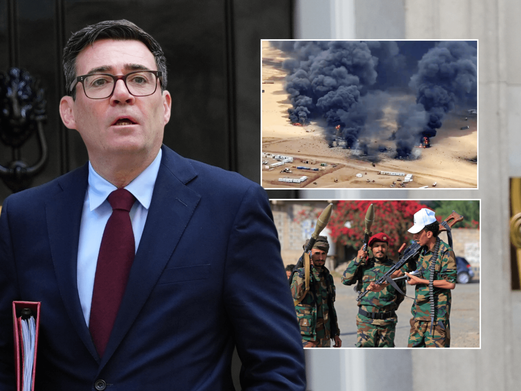 Andy Burnham, inserts: East-West pipeline struck, Houthi fighters