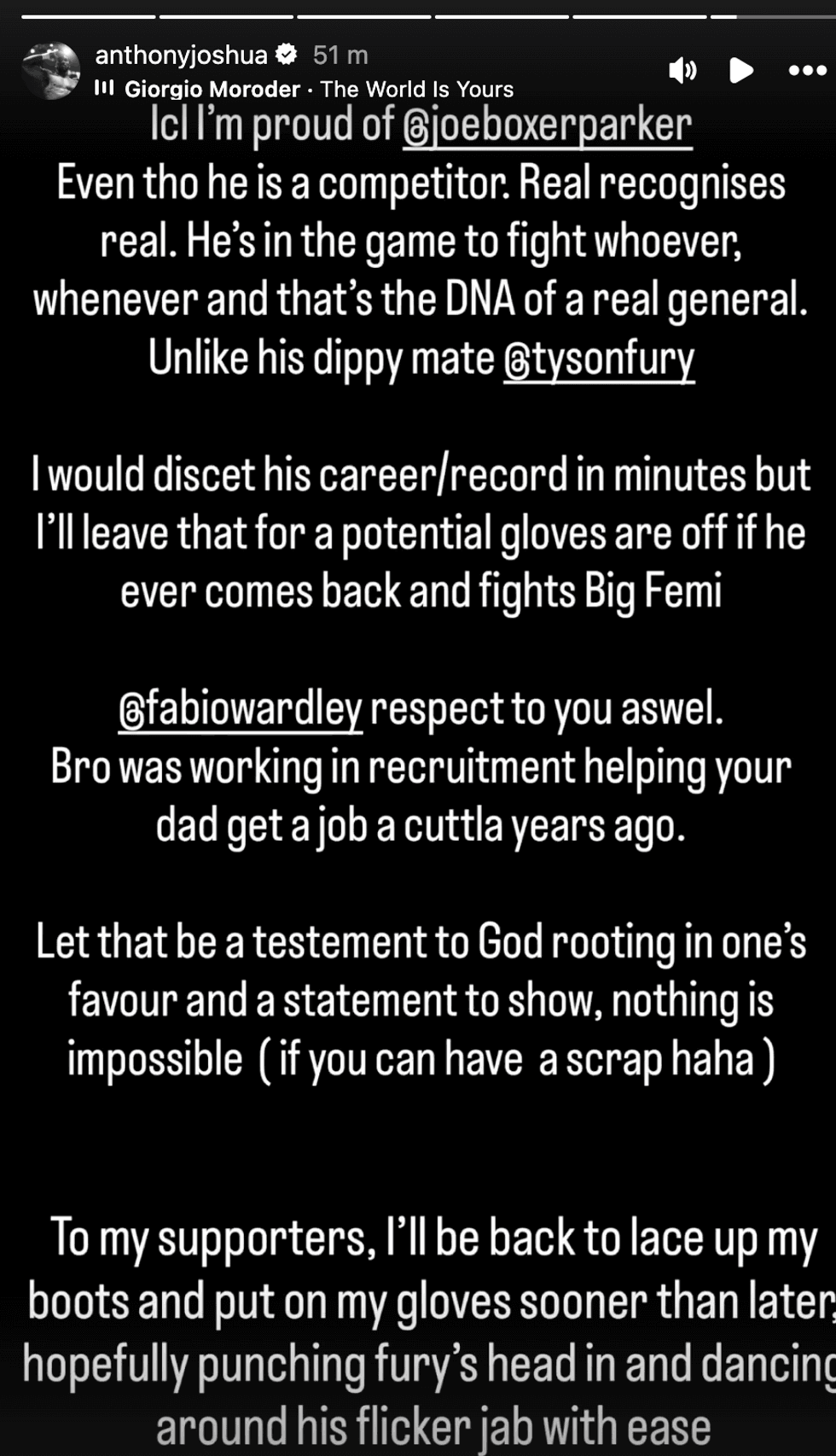 Anthony Joshua Instagram