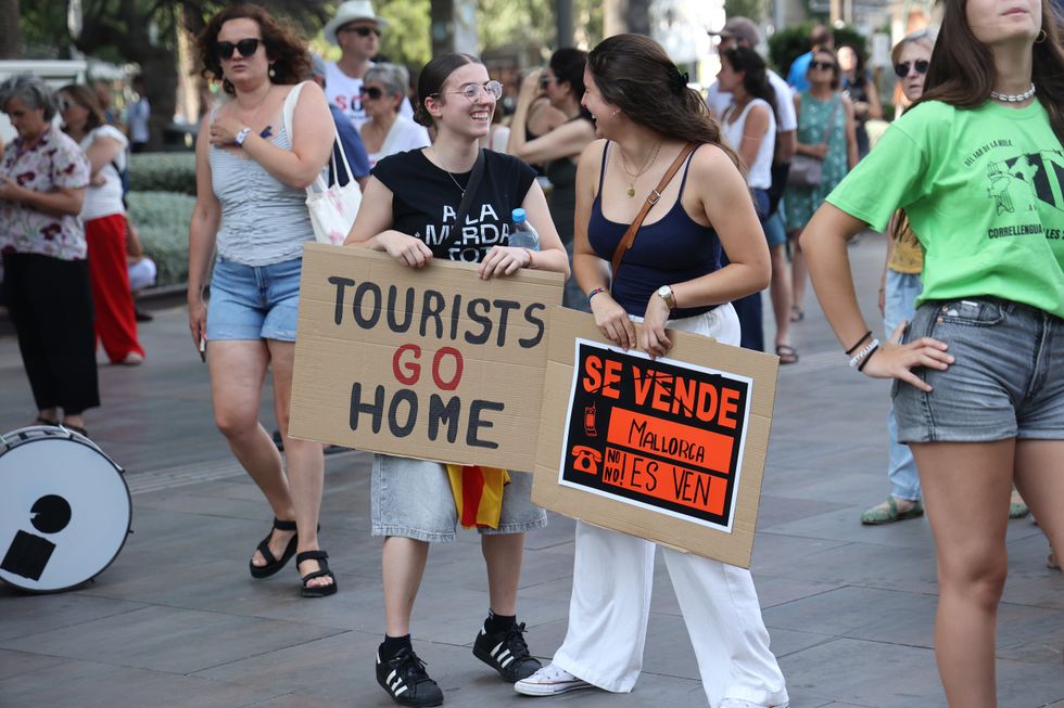 Anti-tourism protesters in Mallorca