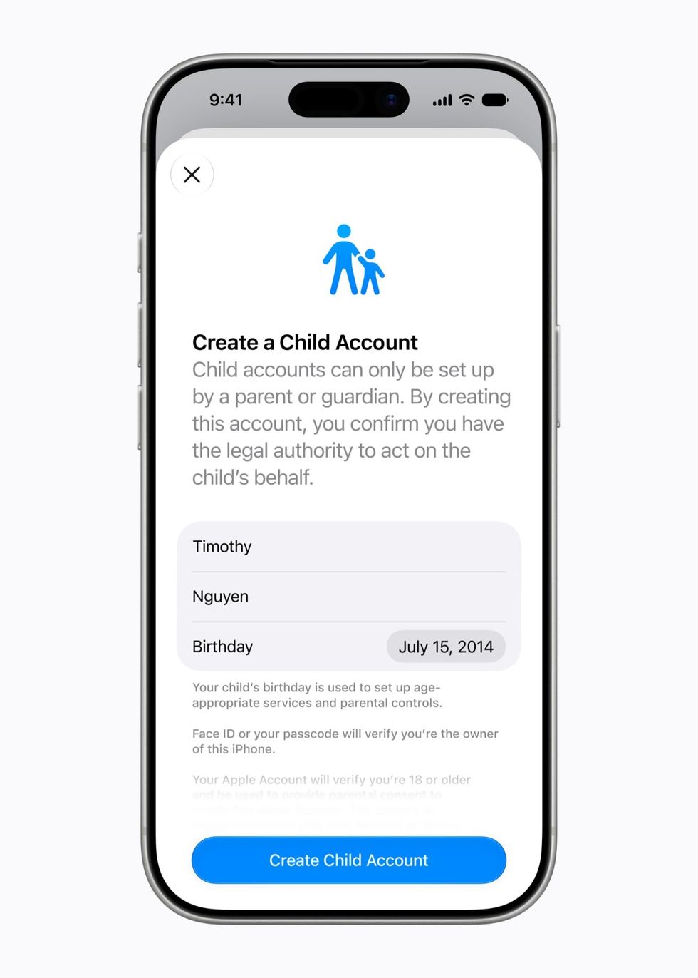 Apple child account