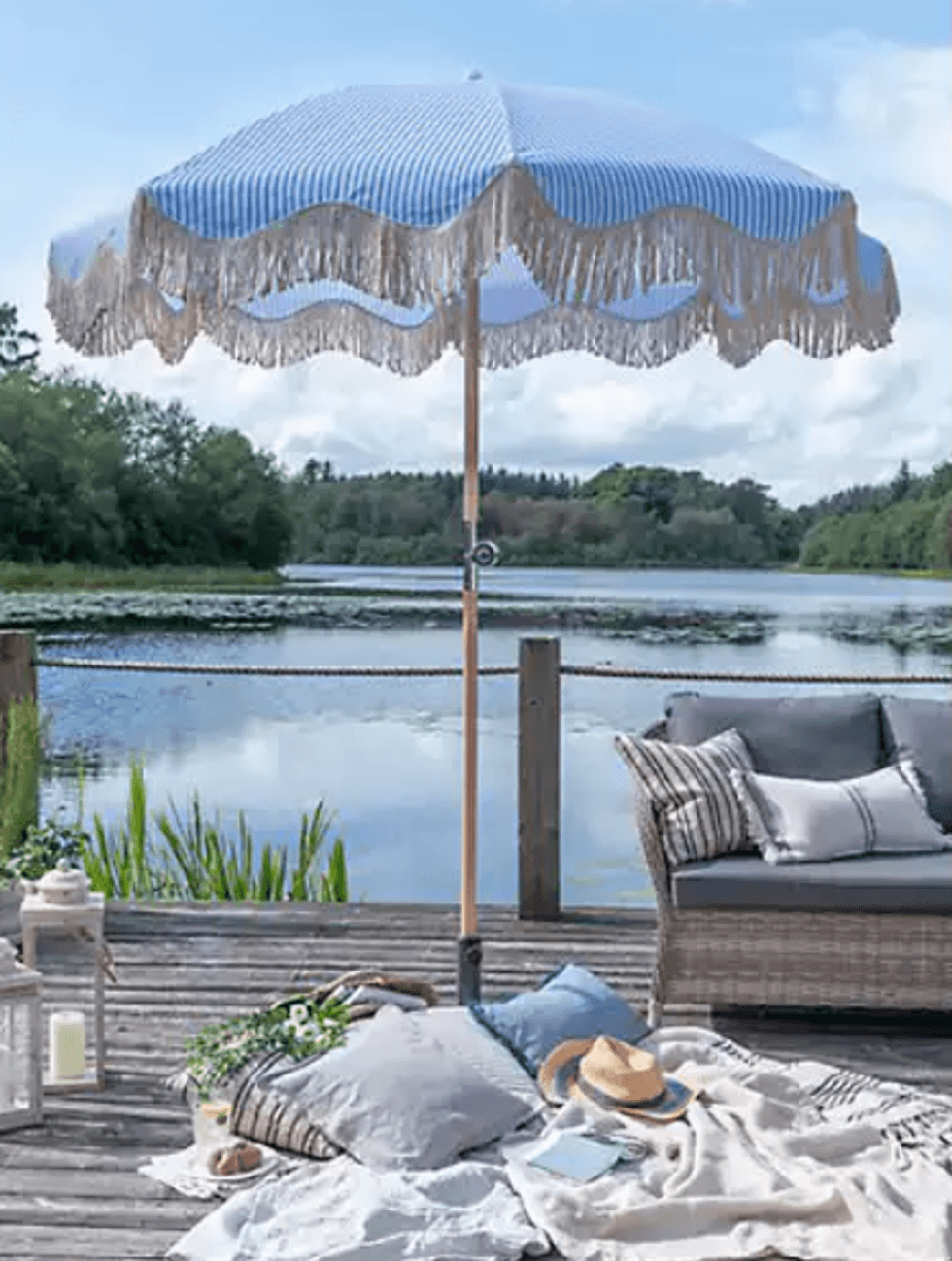 Asda parasol by lake