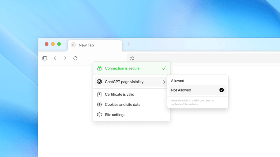 Atlas web browser privacy settings