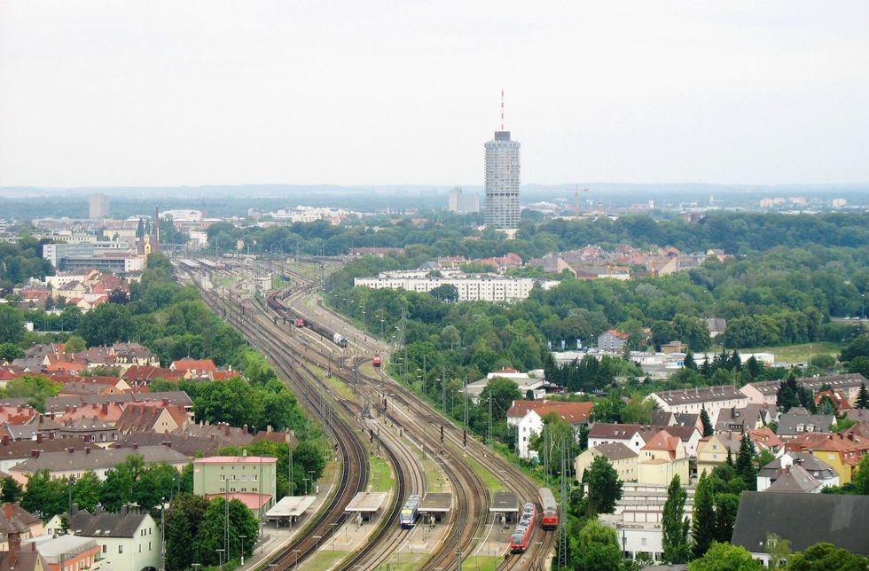 Augsburg station from the north of the city