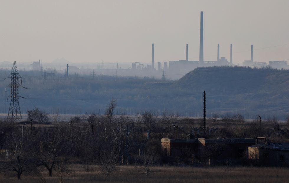 Avdiivka Coke and Chemical Plant in the town of Avdiivka