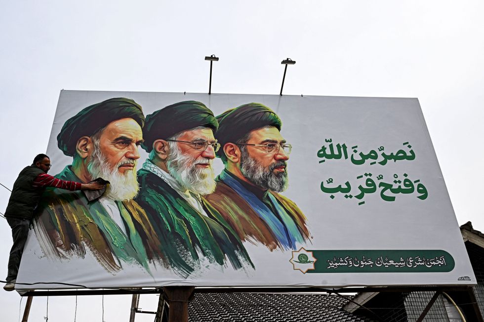 Billboard of the three ayatollahs of iran