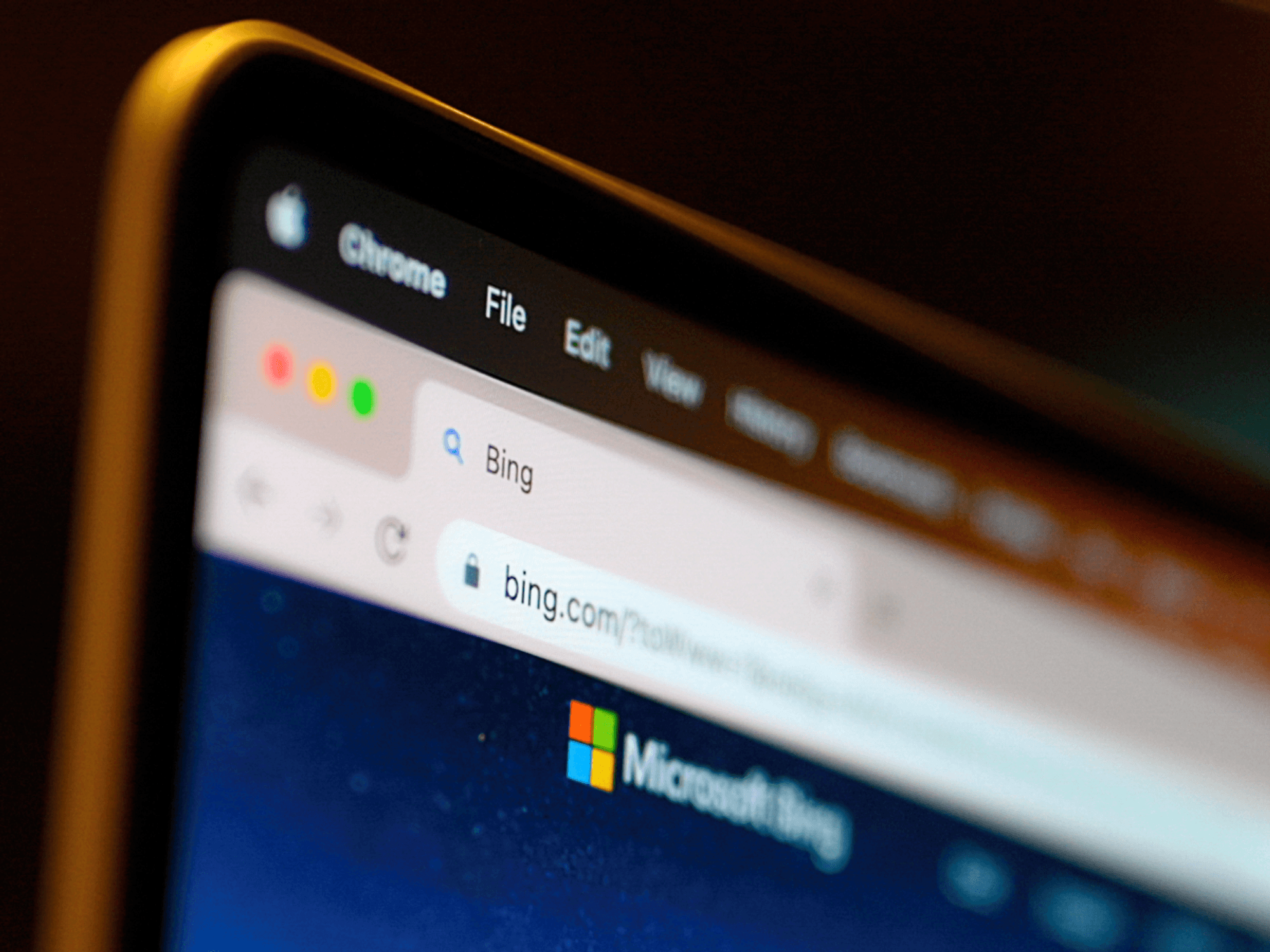 Bing running in a tab on a macbook