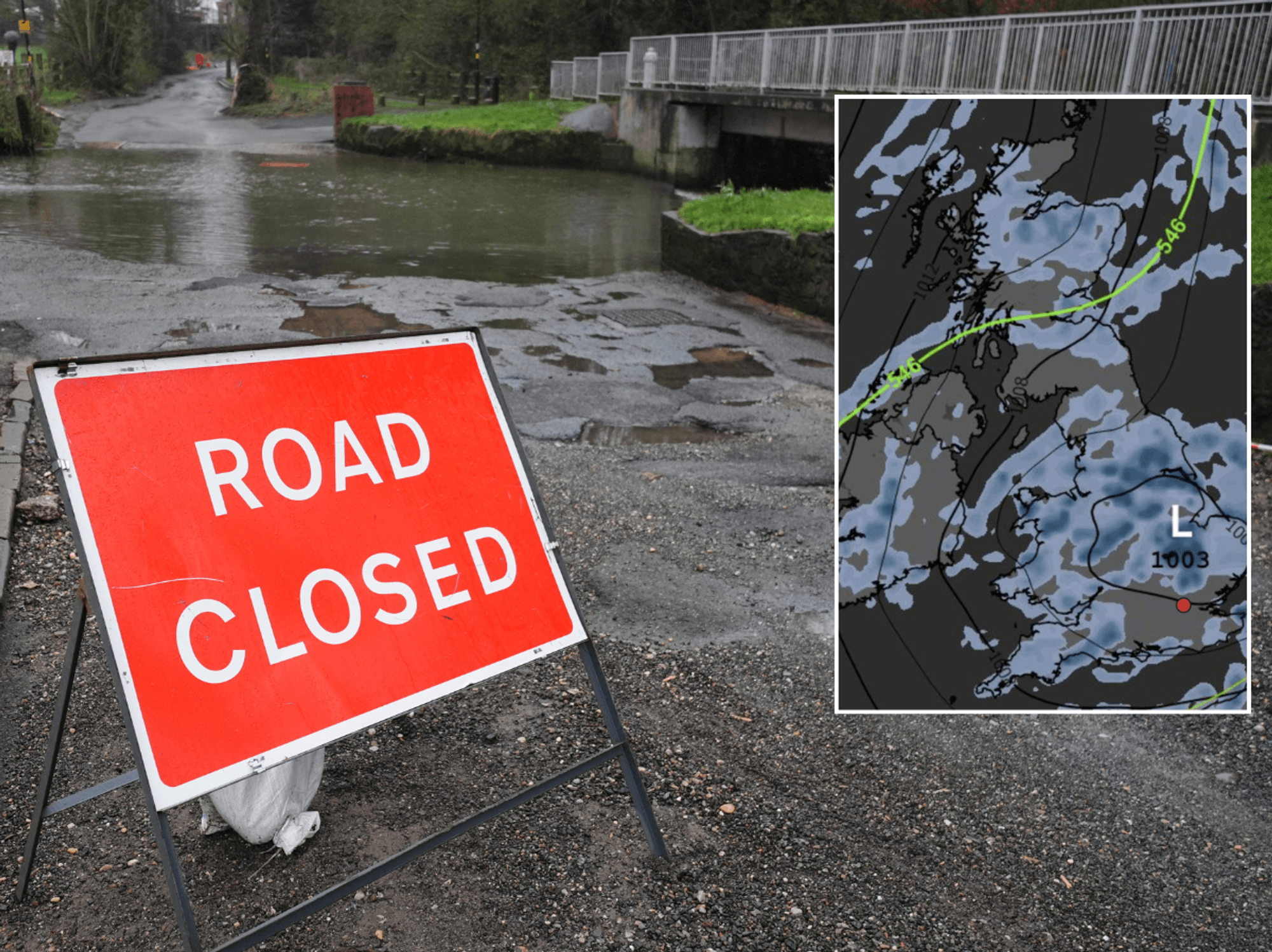 Birmingham flooding, UK weather map