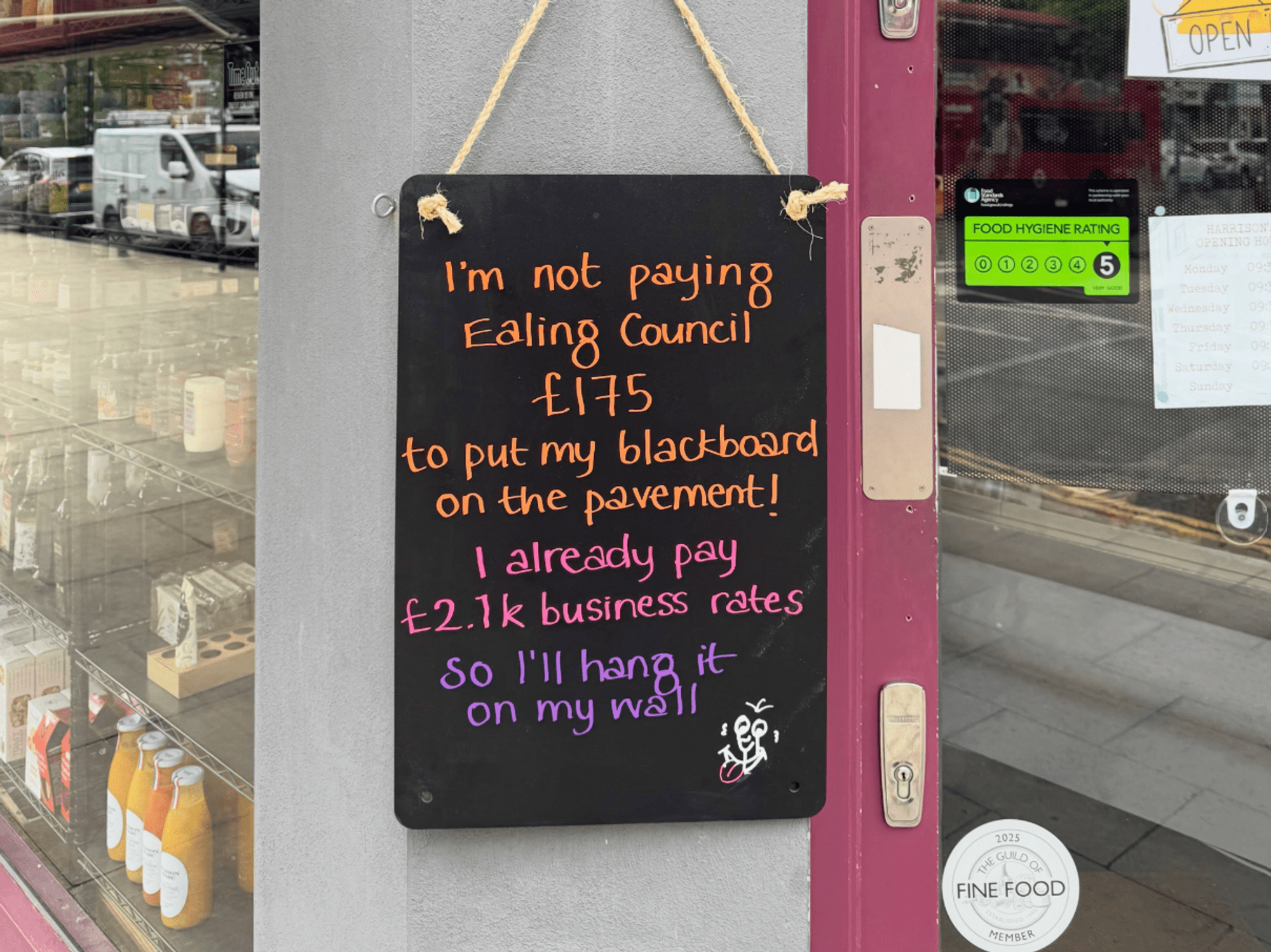 Blackboard protesting Ealing Council's charge