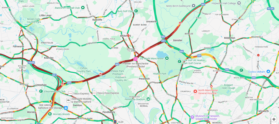Blocked route on M62