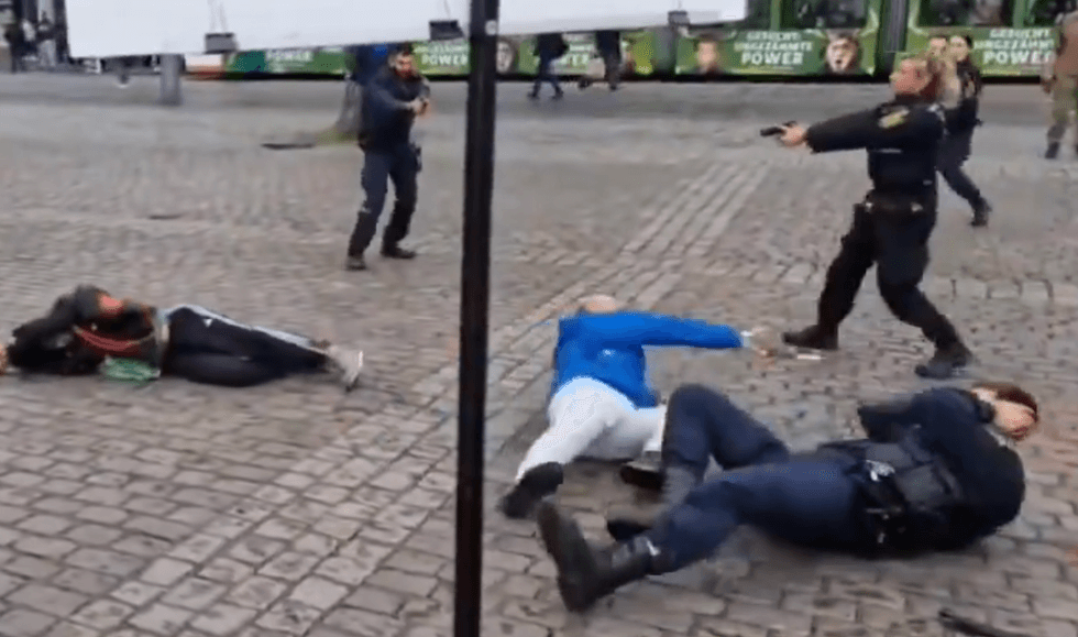 BPE campaigner throwing knife to police